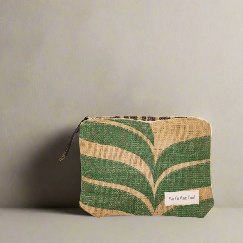 Zippered Clutch - Green Leaves