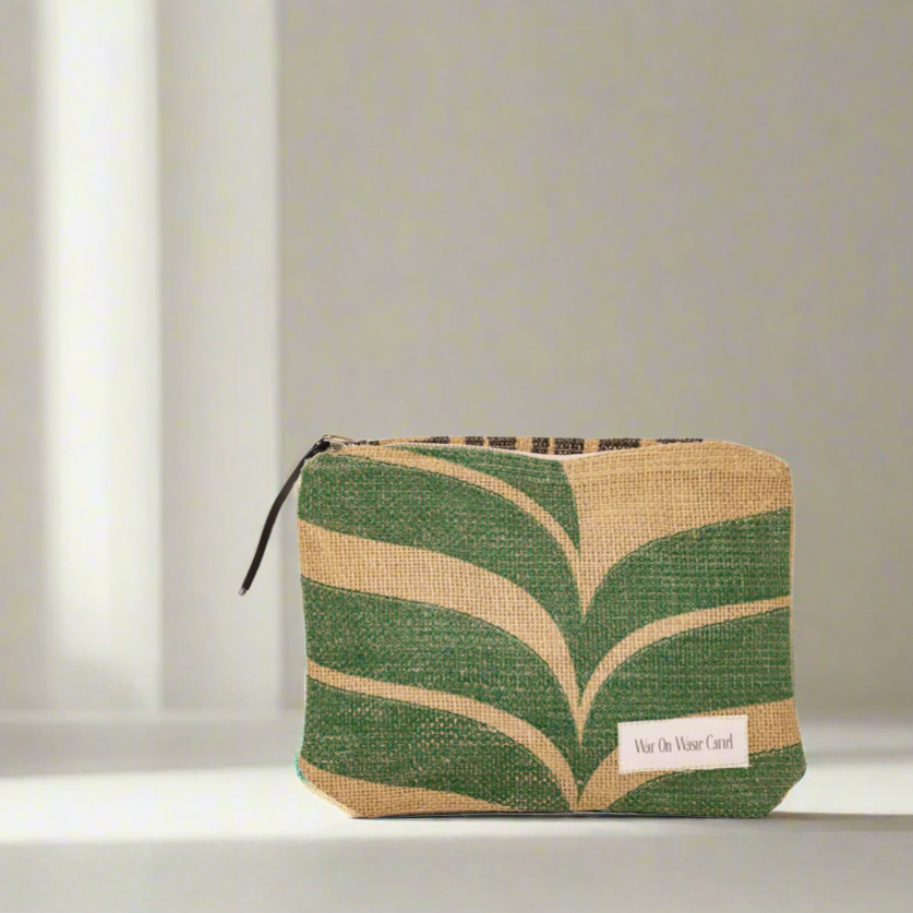 Zippered Clutch - Green Leaves